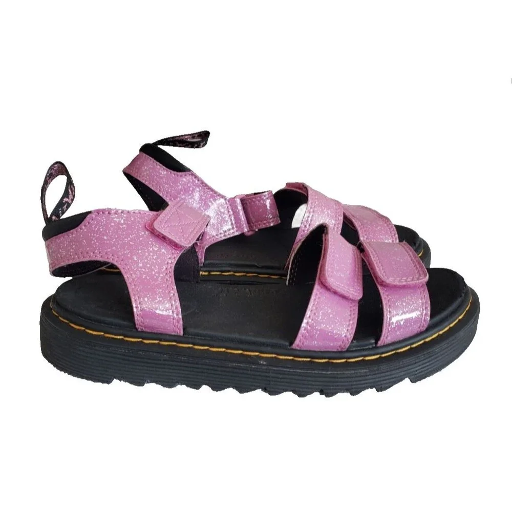 Doc Dr. Martens Klaire J Strappy Sandals Girl's Size 5 Glittery Pink Purple